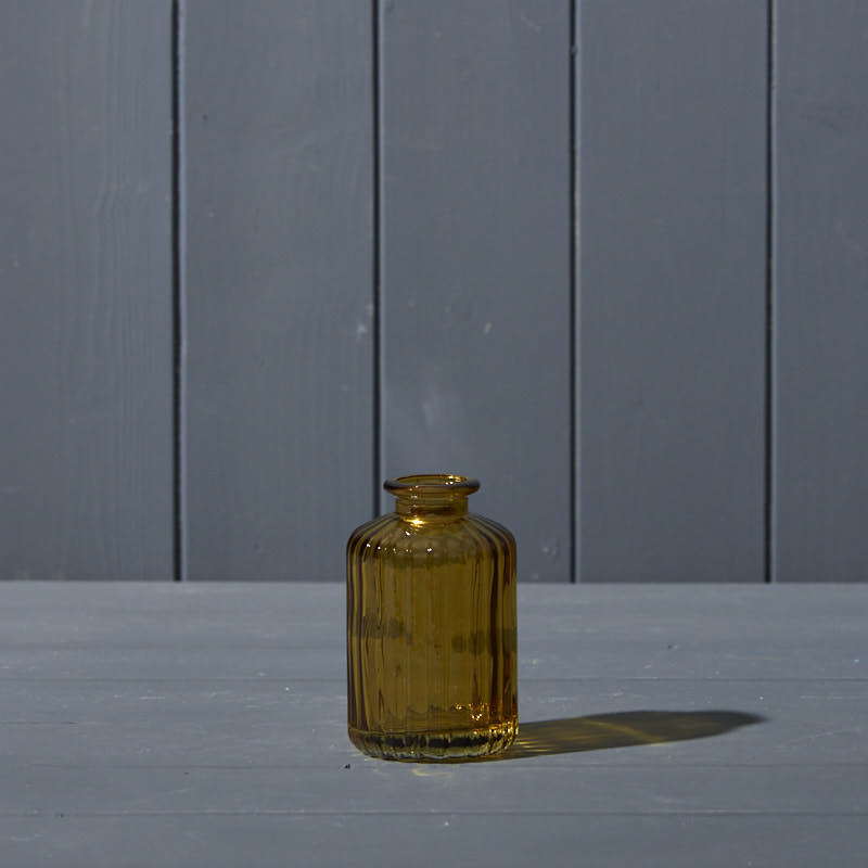 Yellow Ribbed Glass Bottle (10cm) detail page